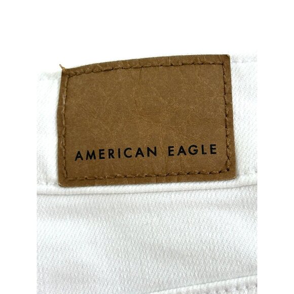 American Eagle Women’s White Jeans 8 Regular Ankle Tapered Stretch Mom Jean Logo - Picture 4 of 16